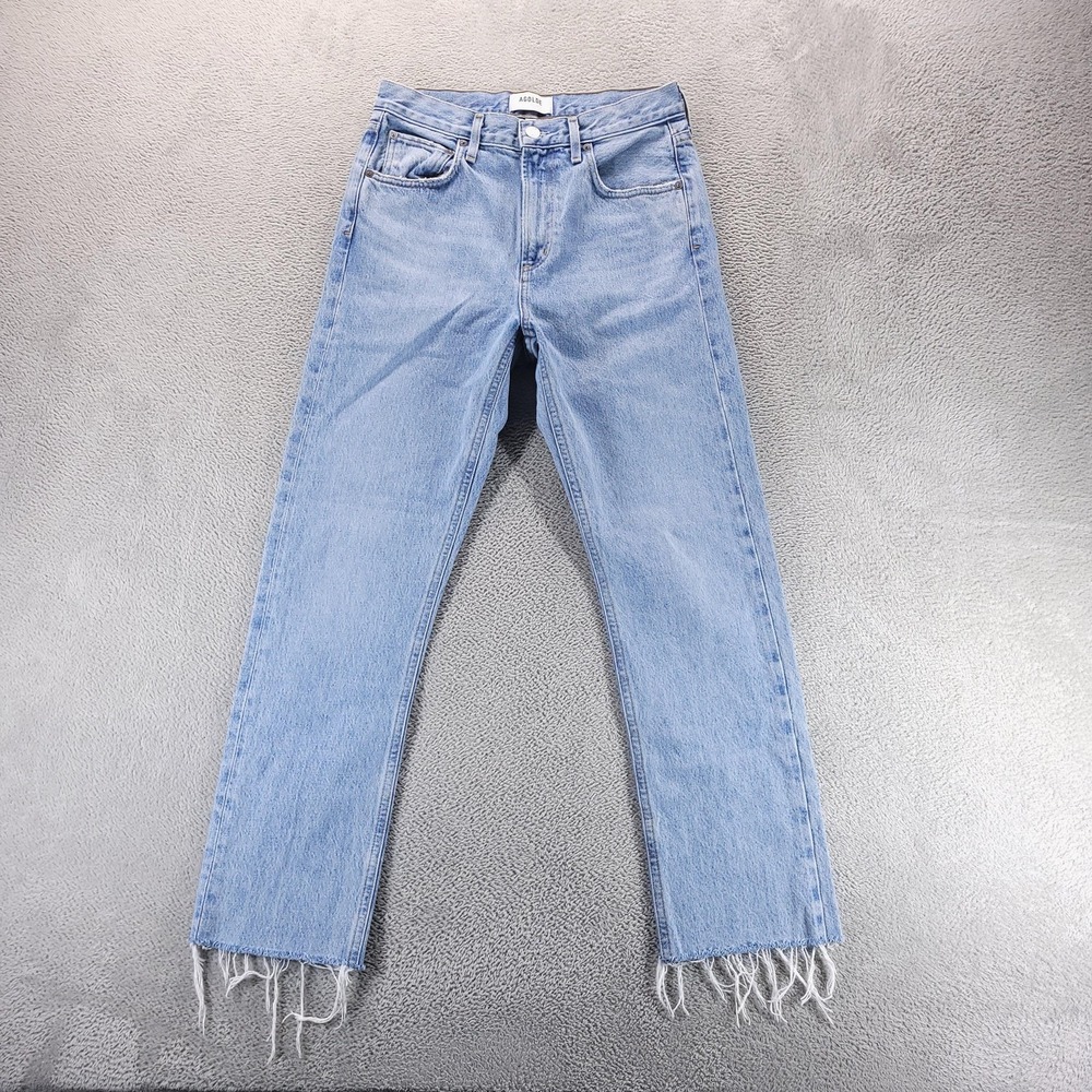 AGOLDE Jeans Womens 26 Blue Cherie High Rise Straight Raw Hem A084B-811 Denim